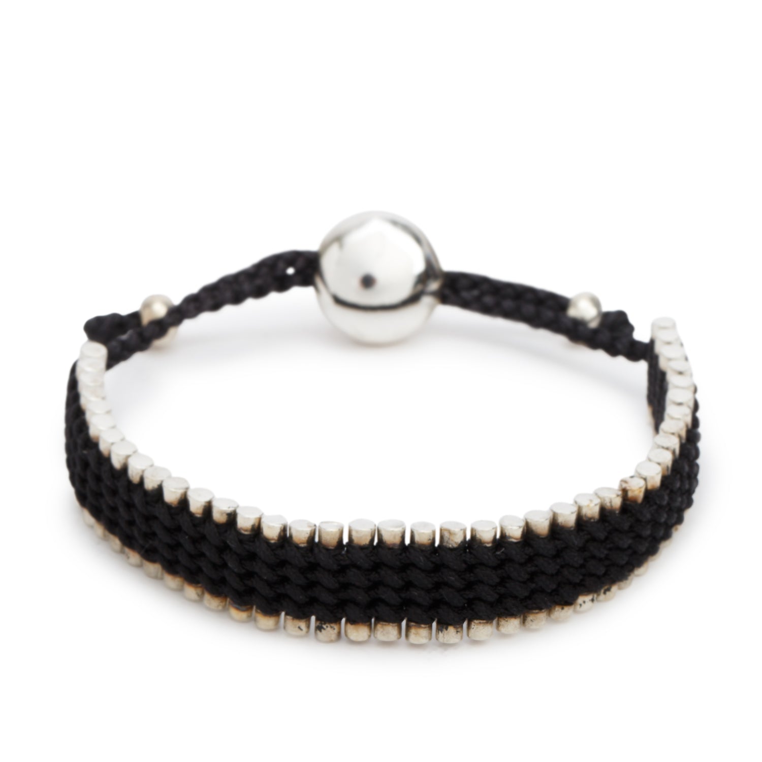 Links of London Sterling Silver Black Cord Friendship Bracelet