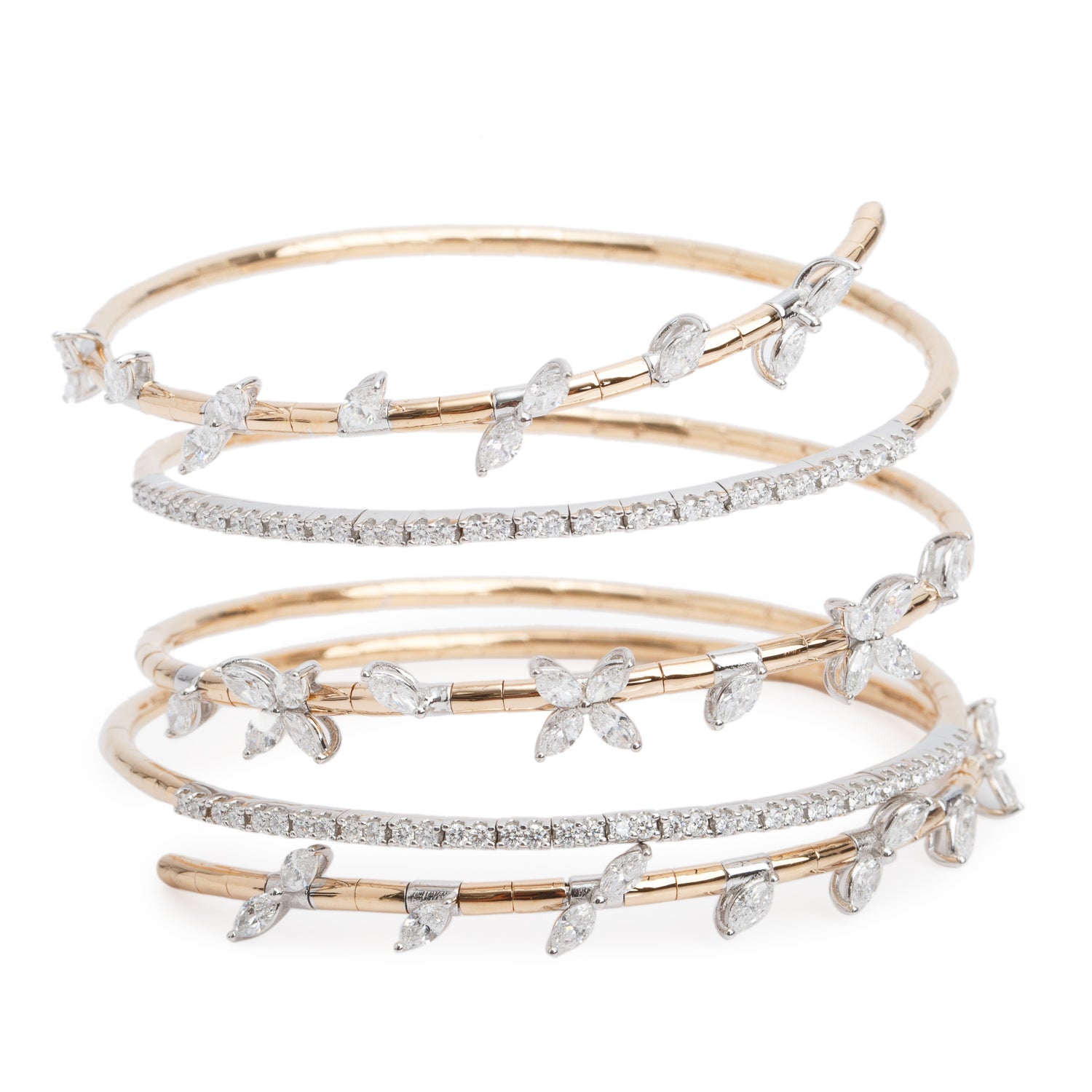 Kilani 18k Yellow Gold 4.85 tcw. Diamond Coil Wrap Bracelet