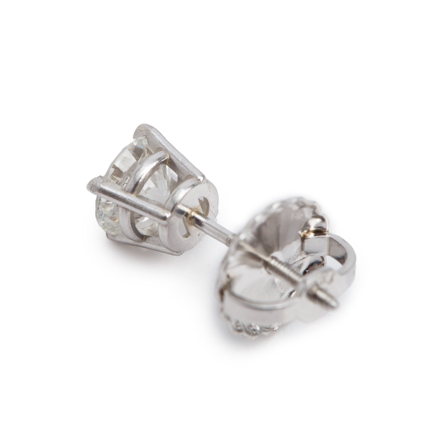 14k White Gold 1.09 tcw. Diamond Stud Earrings