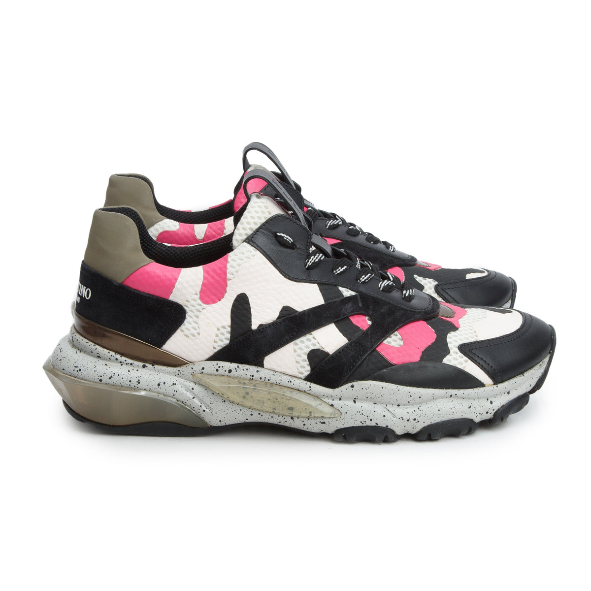 Valentino Multicolor Suede Leather Camouflage Bounce Sneakers, Women's Size 42.5