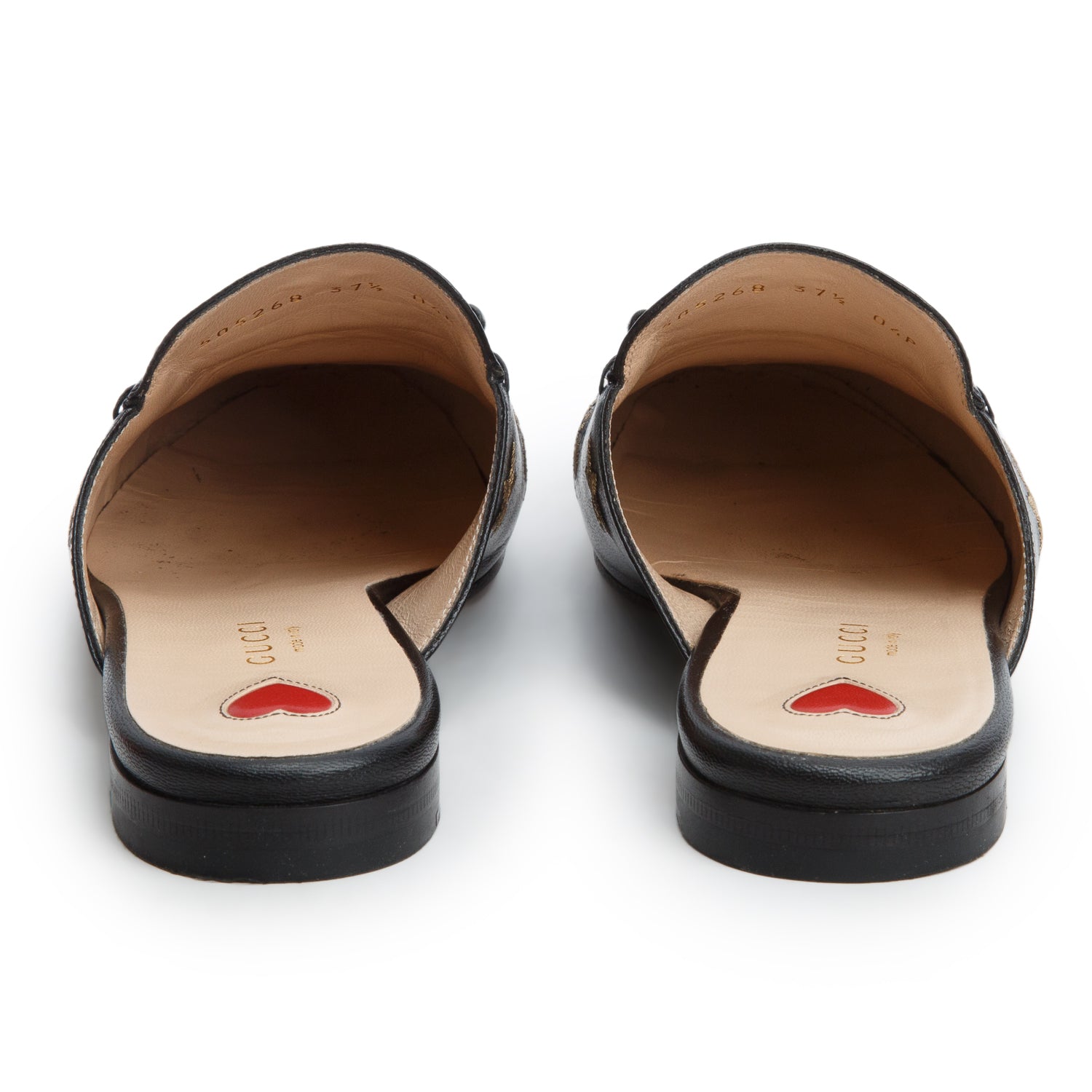 Gucci Black Goatskin Bee Star Embroidered Princetown Mules, Women's Size 37.5 w/ Box