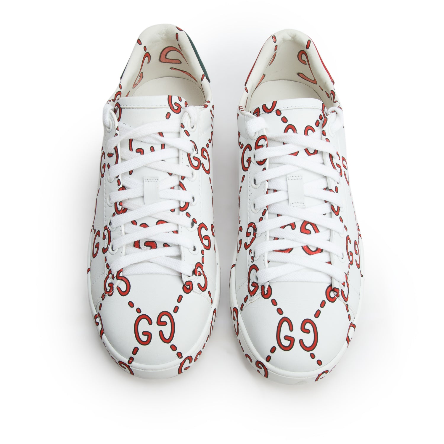 Gucci White Miro Rubber Wax Ghost Print Ace Sneakers, Men's Size 36.5 w/ Box