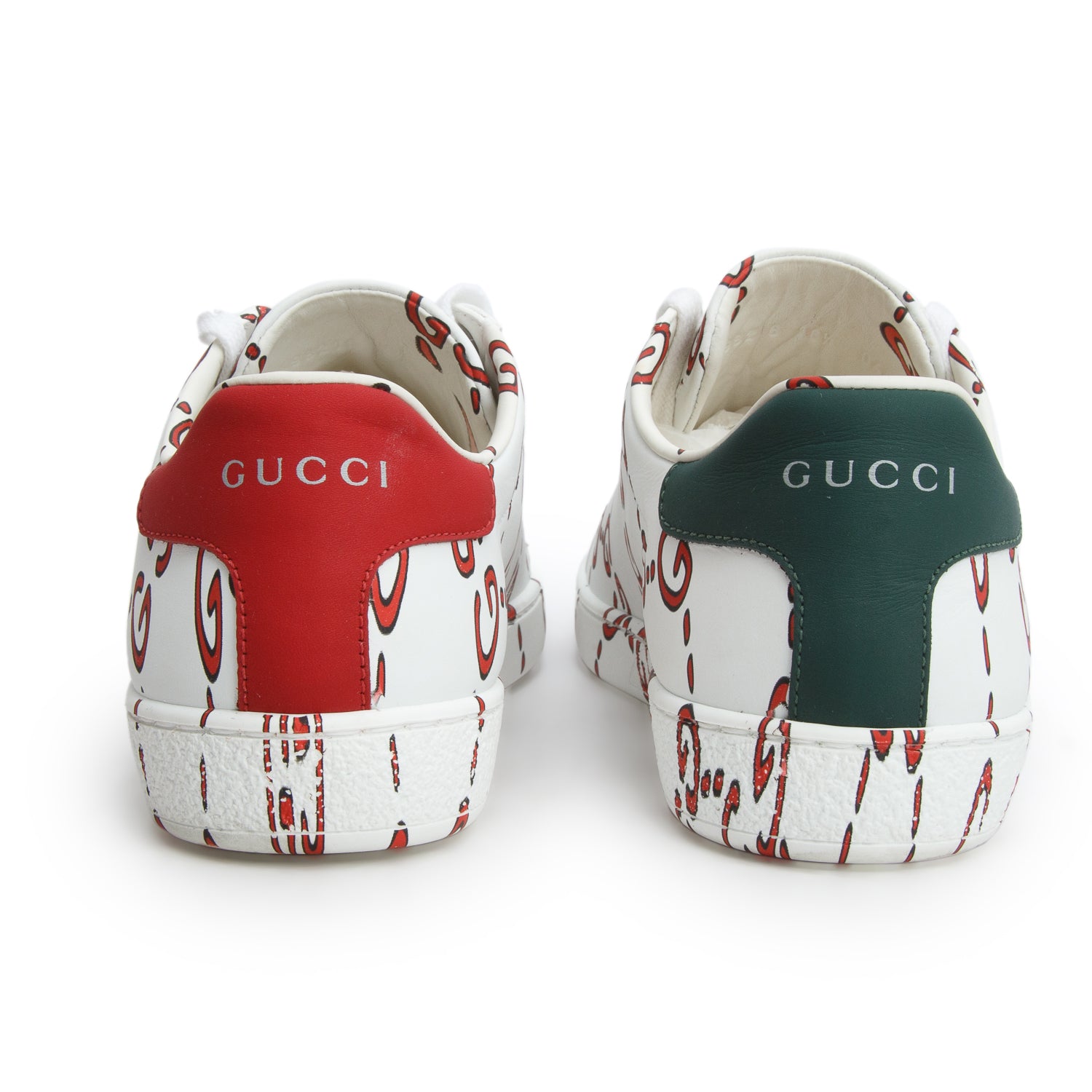 Gucci White Miro Rubber Wax Ghost Print Ace Sneakers, Men's Size 36.5 w/ Box