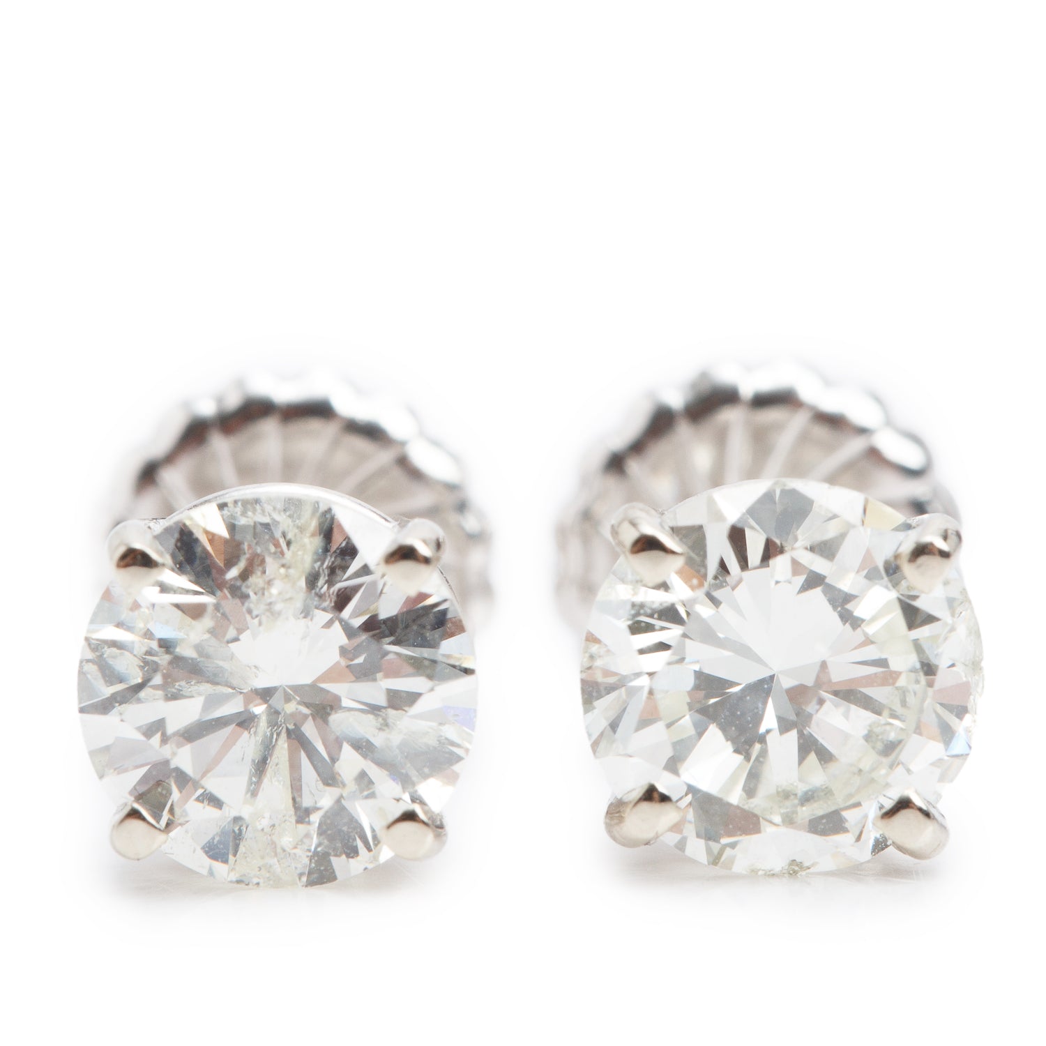 14k White Gold 2.49 tcw. Diamond Stud Earrings