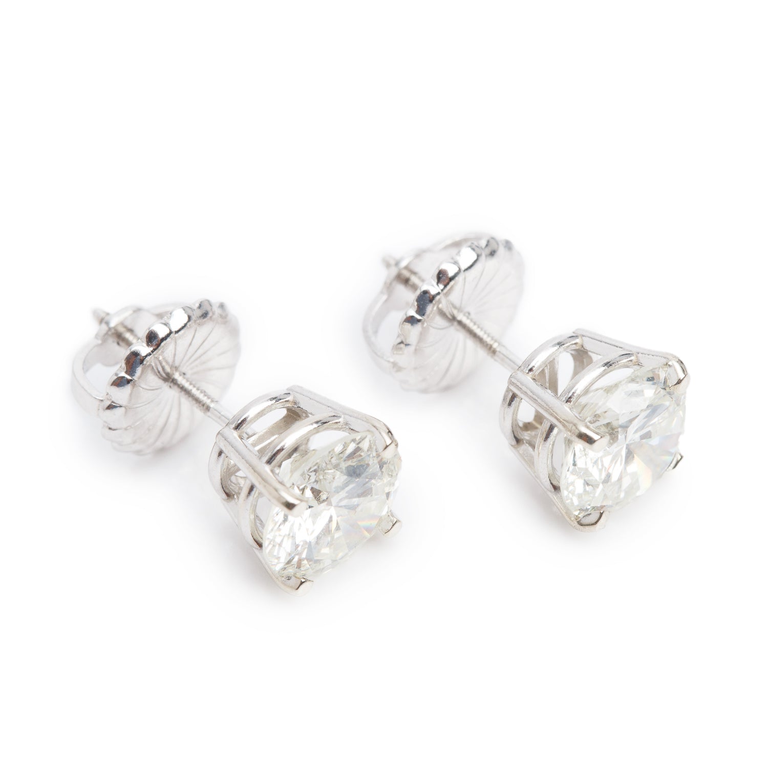 14k White Gold 2.49 tcw. Diamond Stud Earrings