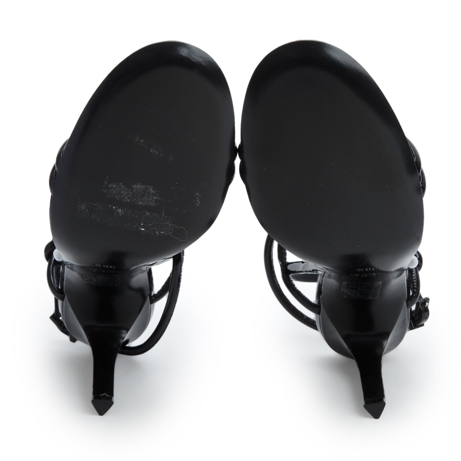 Gucci Black Patent Lamb Leather Walma Knot Sandals, Women's Size 38.5 w/ Box