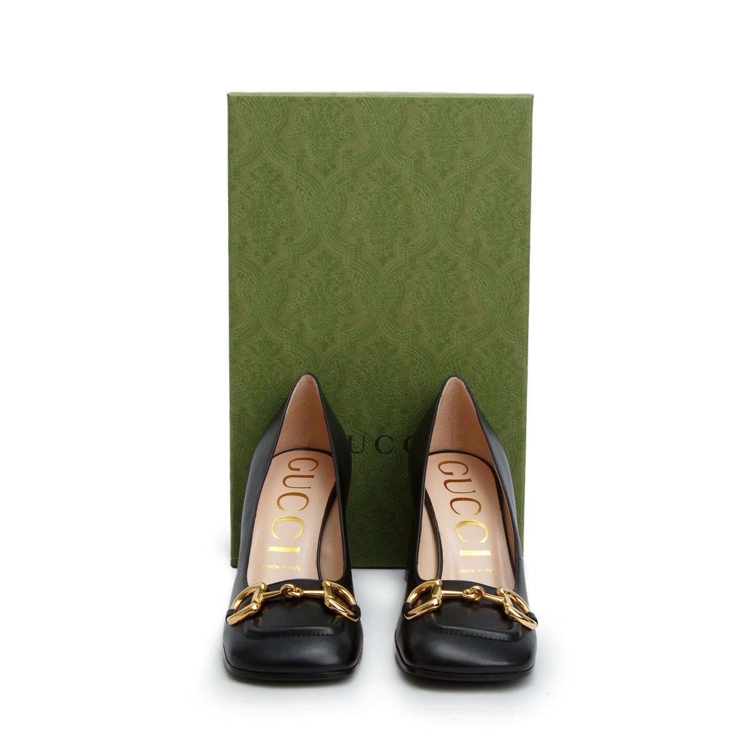 Gucci Black Malaga Kid Horsebit 75mm Pumps, Women's Size 38.5 w/ Box