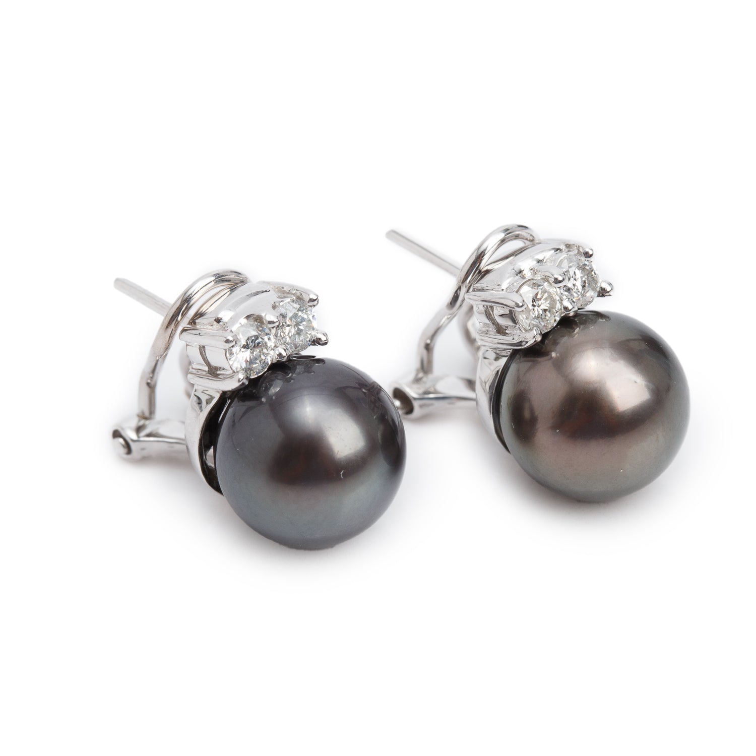 18k White Gold South Sea Pearl & Diamond Earrings