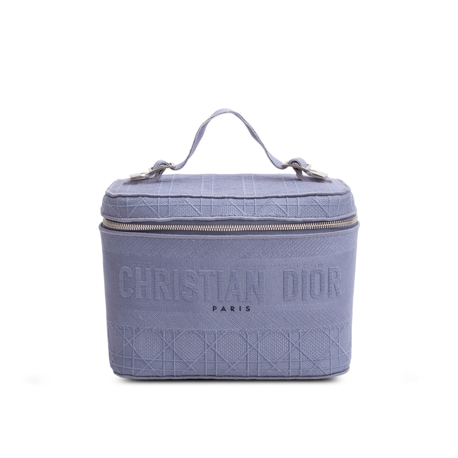 Christian Dior 2020 Blue Canvas Embroidered Cannage Travel Vanity Case