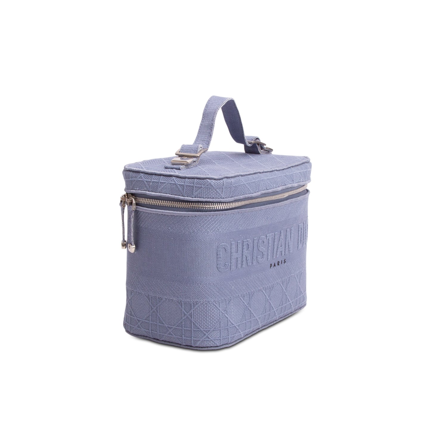 Christian Dior 2020 Blue Canvas Embroidered Cannage Travel Vanity Case