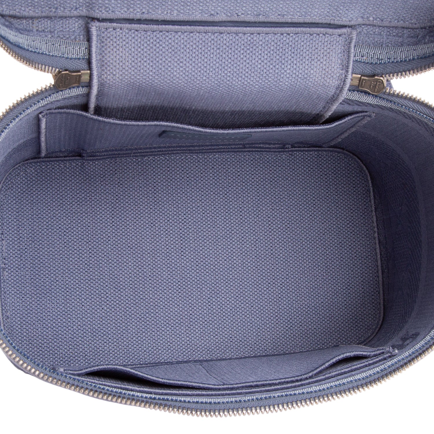 Christian Dior 2020 Blue Canvas Embroidered Cannage Travel Vanity Case