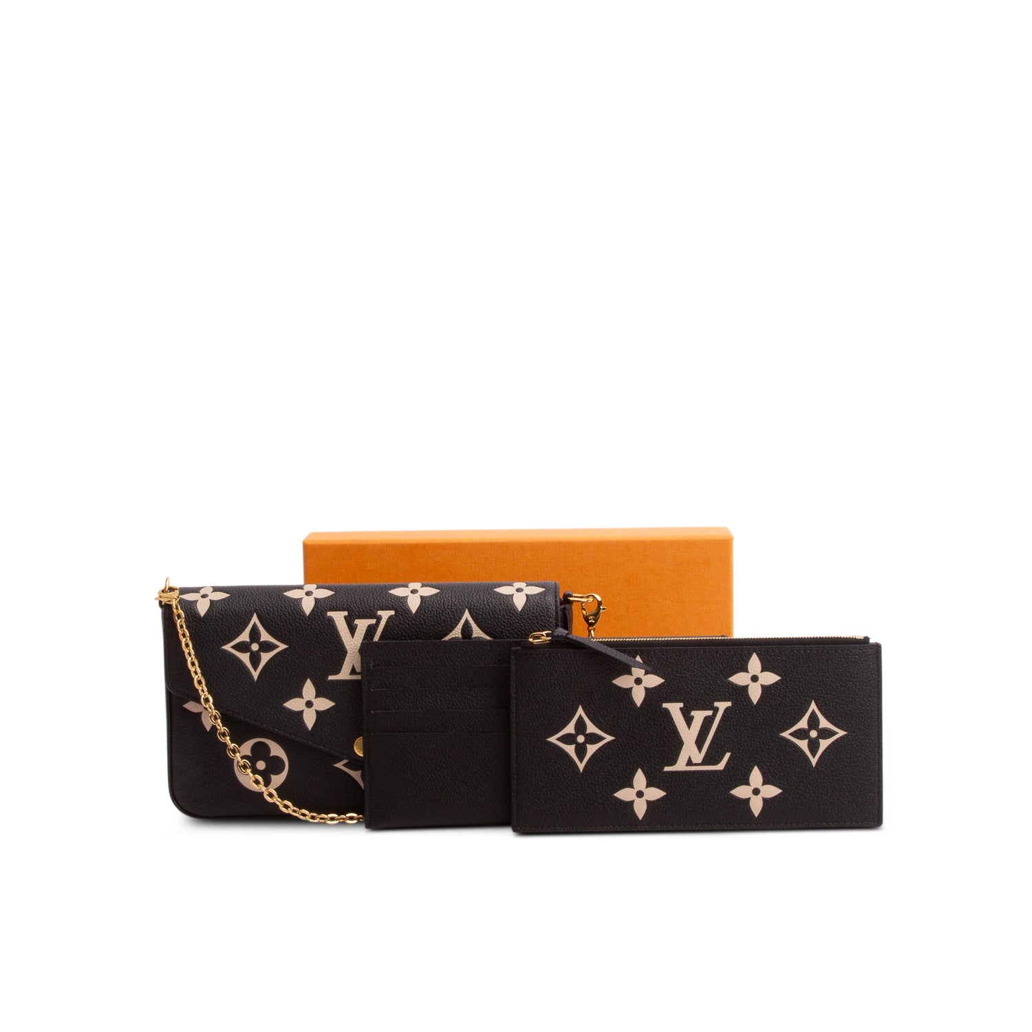 Louis Vuitton 2022 Black Monogram Empreinte Leather Felicie Pochette w/ Box, Inserts & Receipt