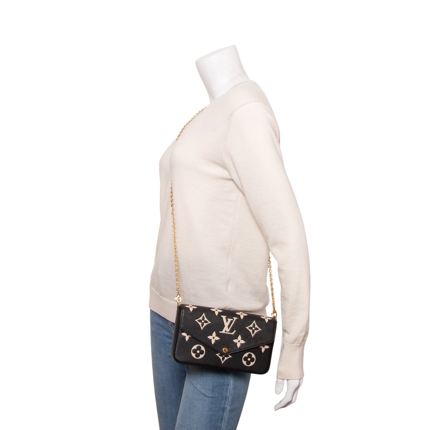 Louis Vuitton 2022 Black Monogram Empreinte Leather Felicie Pochette w/ Box, Inserts & Receipt