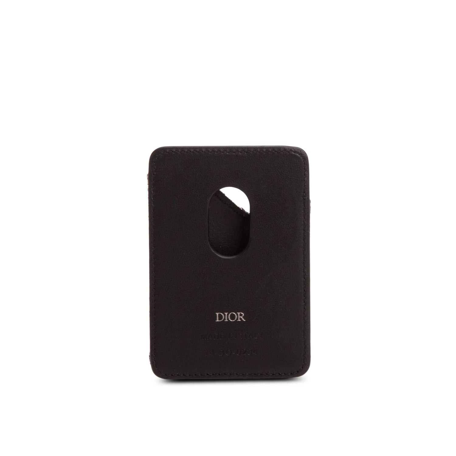 Christian Dior 2024 Blue Oblique Jacquard Grained Calfskin Saddle Magnetic Card Holder w/ Box