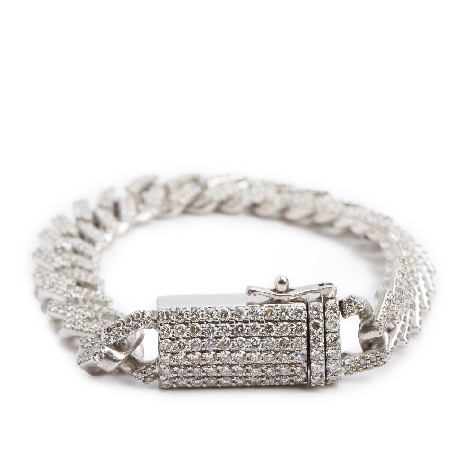 10k Yellow Gold Pave Diamond Curb Link Bracelet