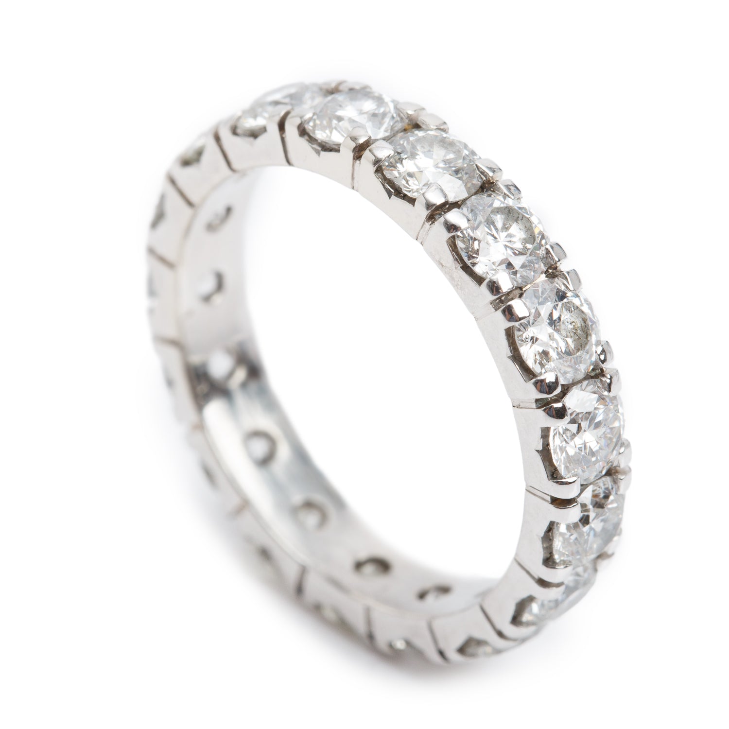 14k White Gold 4.36 tcw. Diamond Eternity Wedding Band Ring, Size 9