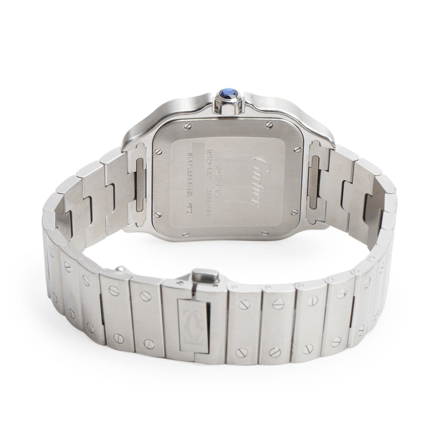 Cartier 2021 Stainless Steel Santos de Cartier Automatic Watch, Large Model Blue Dial 4072 w/ Box & Papers