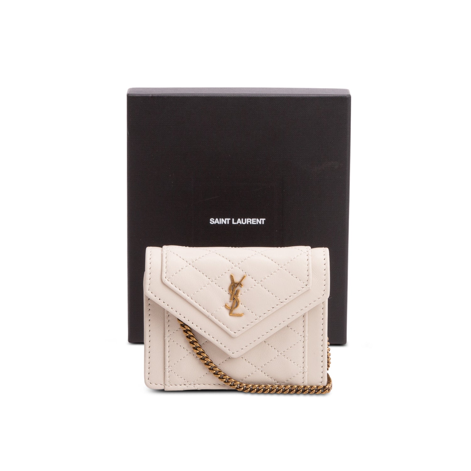 Saint Laurent 2023 Grey Lambskin Quilted Mini Gaby w/ Box