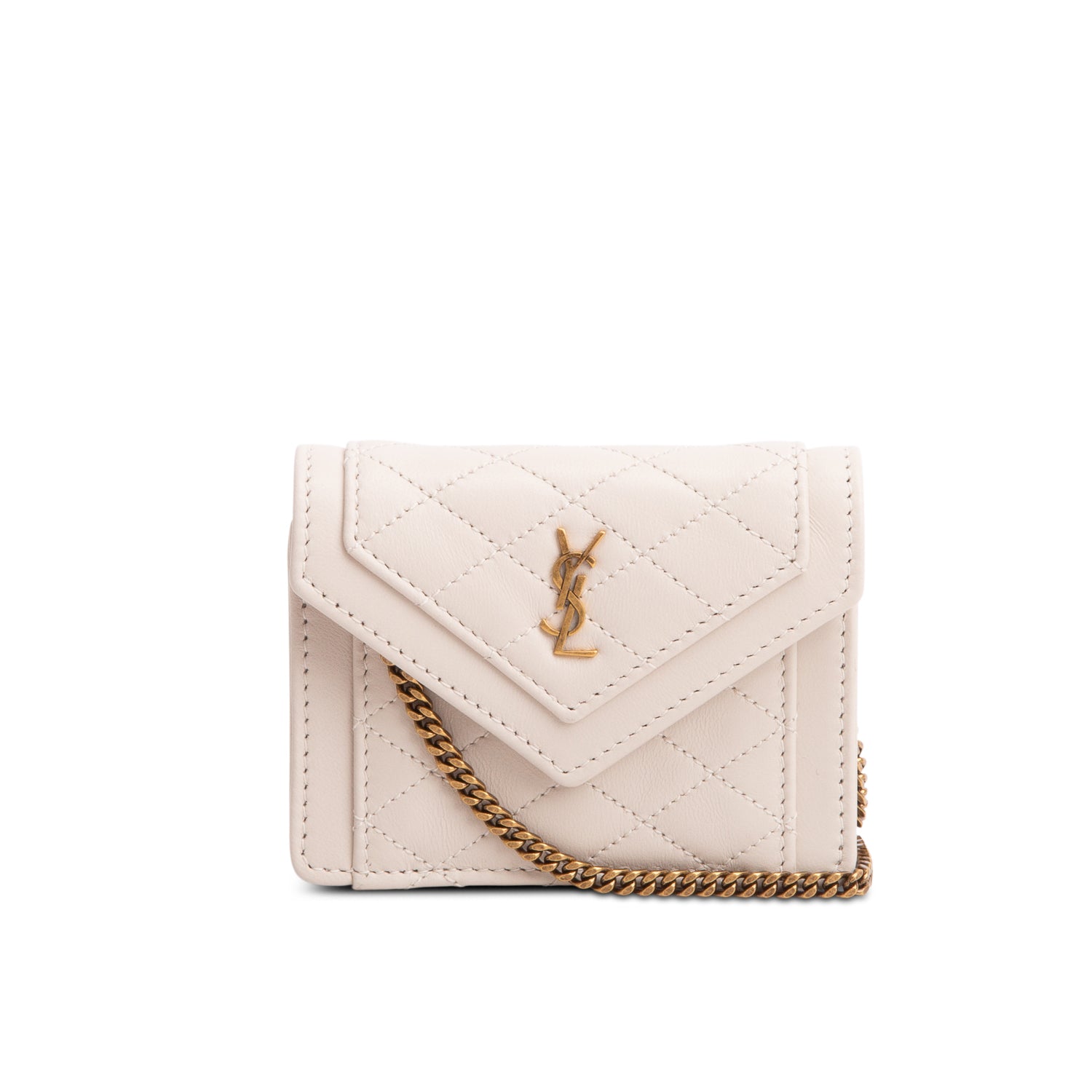 Saint Laurent 2023 Grey Lambskin Quilted Mini Gaby w/ Box