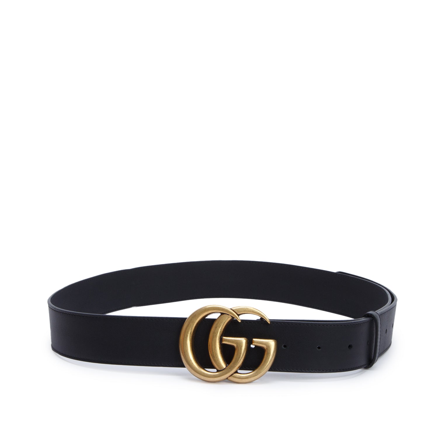 Gucci Black GG Marmont Wide Leather Belt 105 42 w/ Box