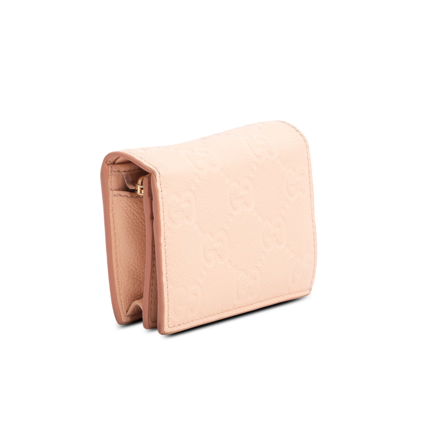 Gucci Pink Grainy Leather GG Emblem Small Wallet w/ Box