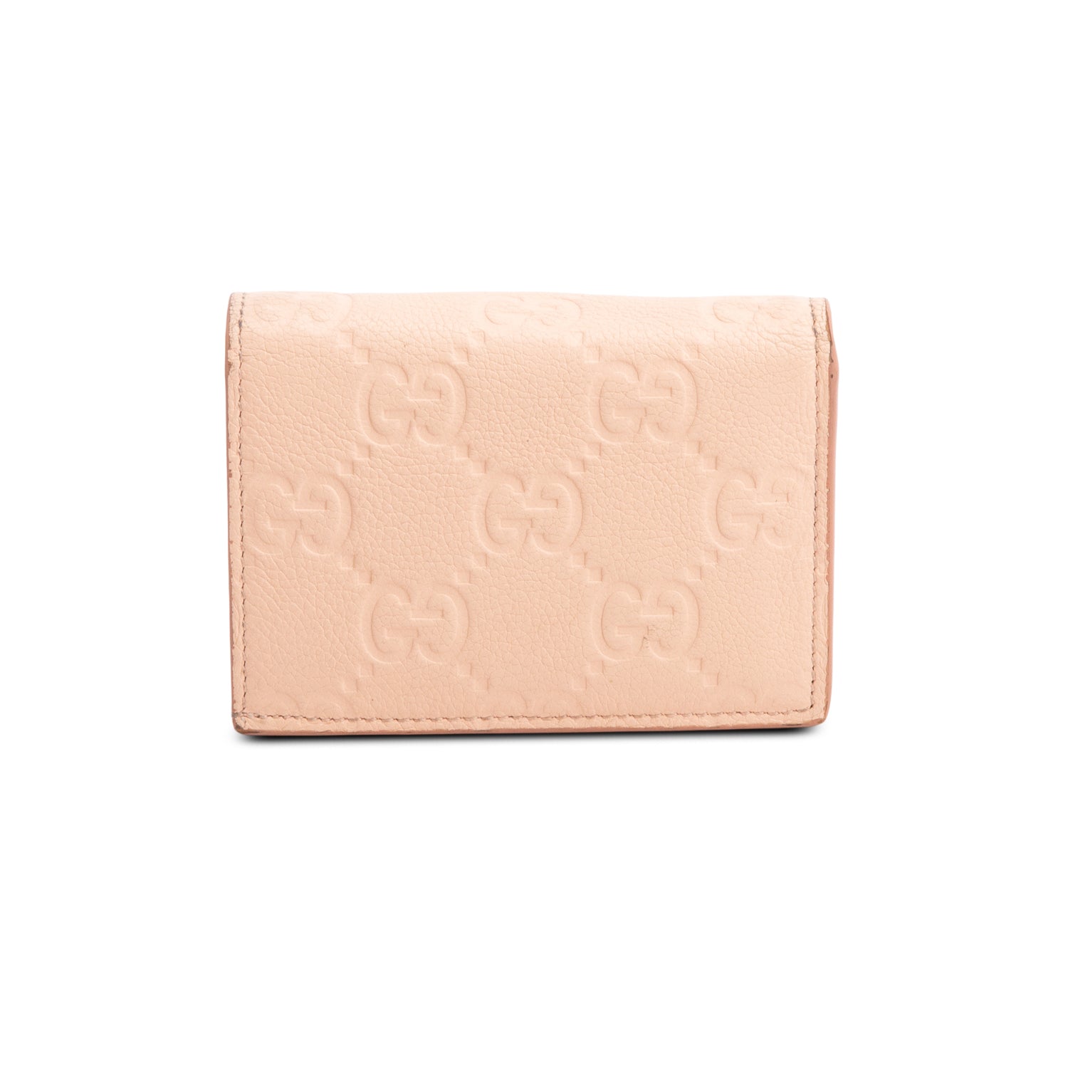 Gucci Pink Grainy Leather GG Emblem Small Wallet w/ Box