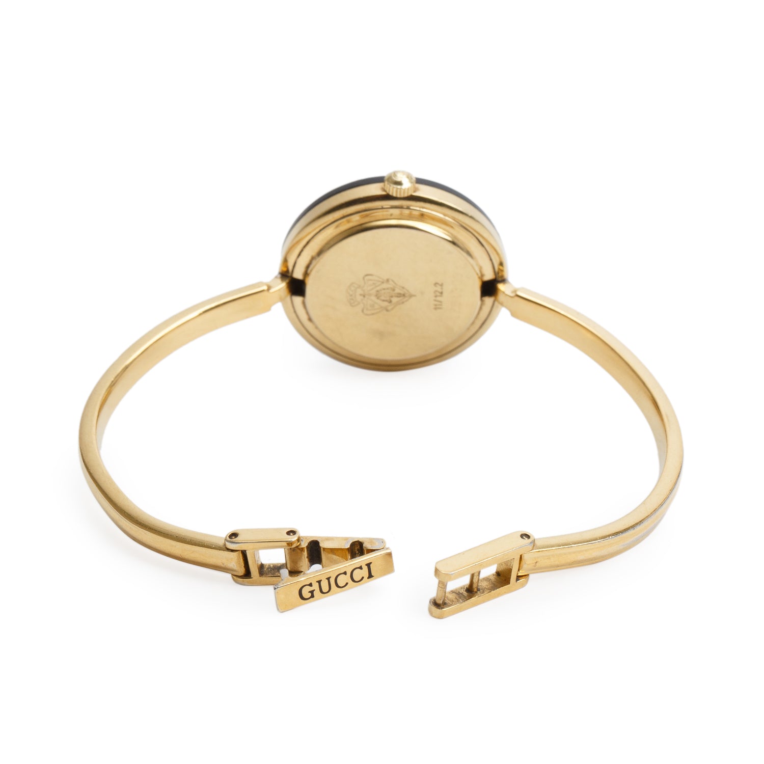 Gucci Gold Plated Stainless Steel 1100 Series 26 MM Watch White Dial w/ Box & 12 Multicolour Bezels