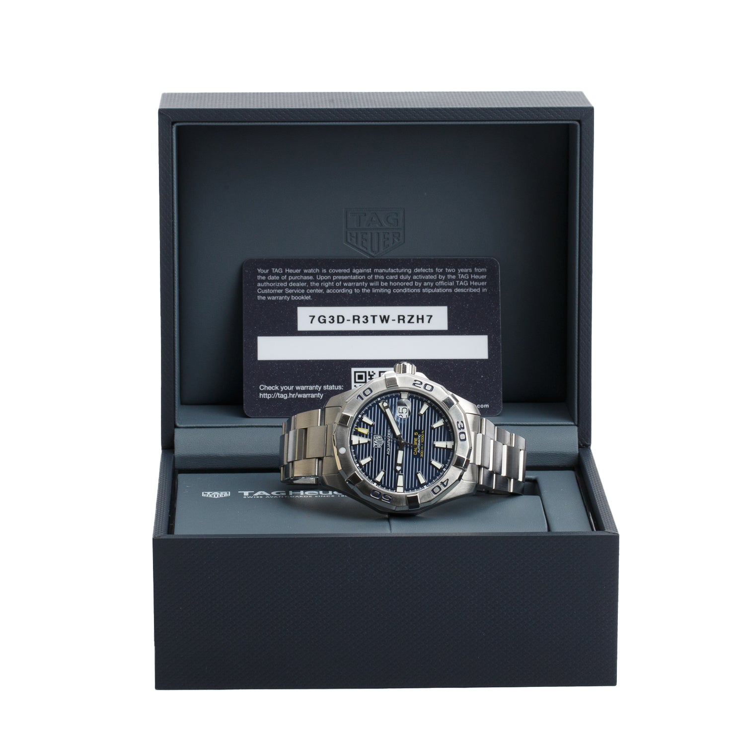 Tag Heuer Stainless Steel Aquaracer 43 MM Automatic Watch Blue Dial WAY2012 w/ Box & Papers
