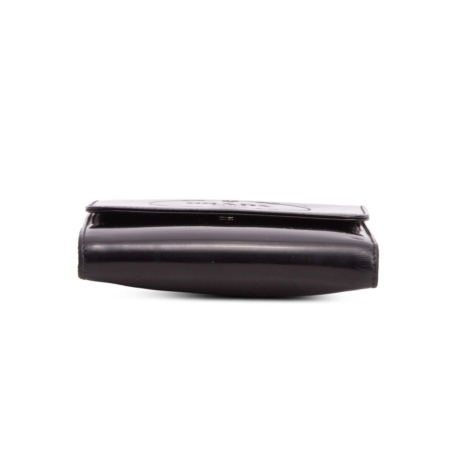 Prada Black Spazzolato Trifold Compact Wallet w/ Box