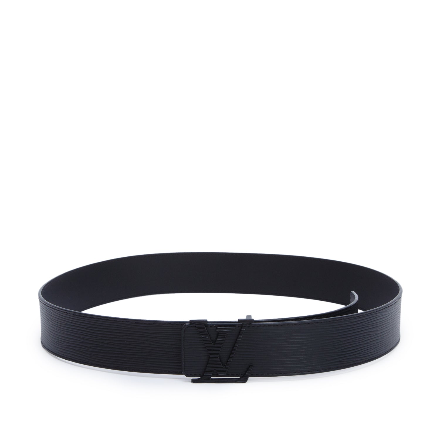 Louis Vuitton Black Epi LV Initials Belt, Size 95 38 w/ Box