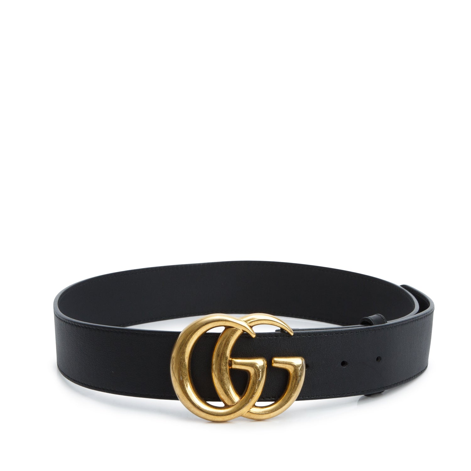 Gucci Black GG Marmont Wide Leather Belt 75 30