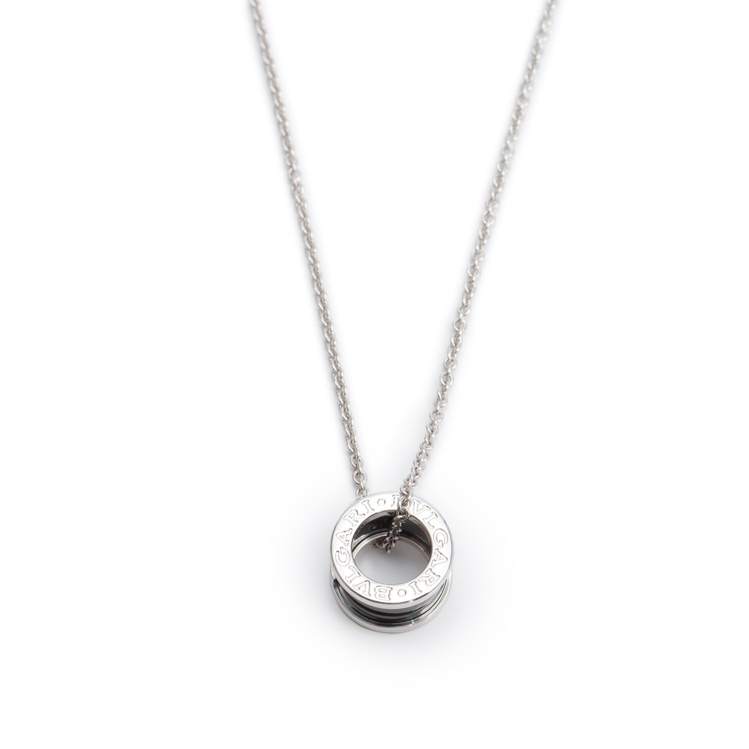 BVLGARI Sterling Silver Save & Black Ceramic The Children Pendant Necklace