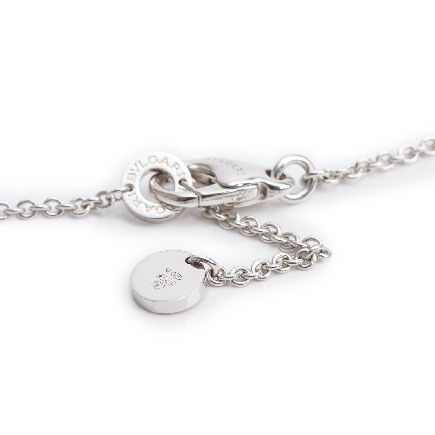 BVLGARI Sterling Silver Save & Black Ceramic The Children Pendant Necklace