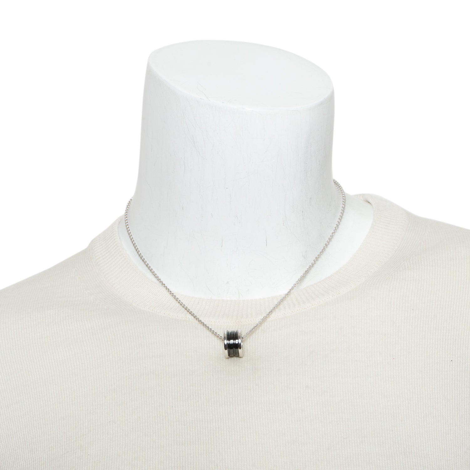 BVLGARI Sterling Silver Save & Black Ceramic The Children Pendant Necklace