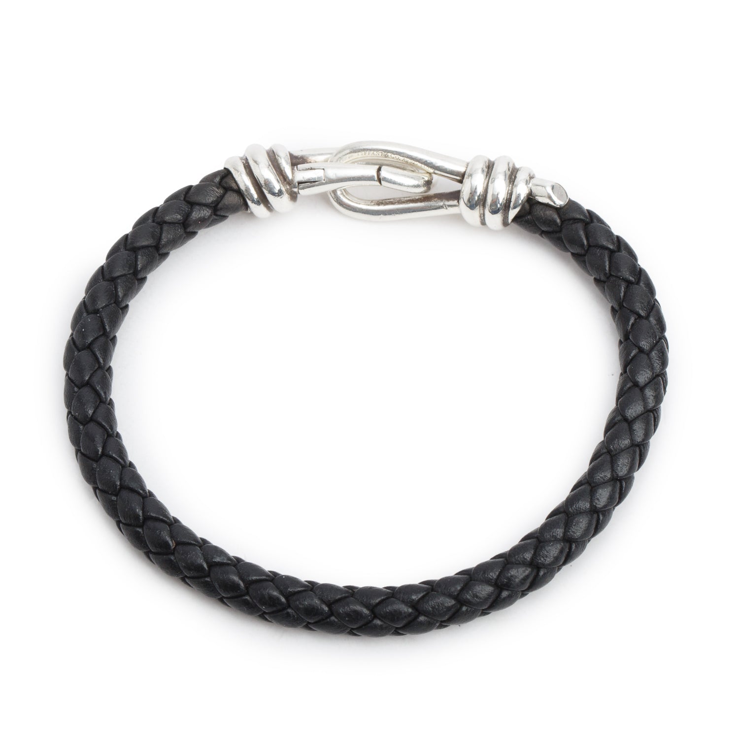 Tiffany & Co. Paloma Picasso Sterling Silver Knot Wrap Black Leather Bracelet