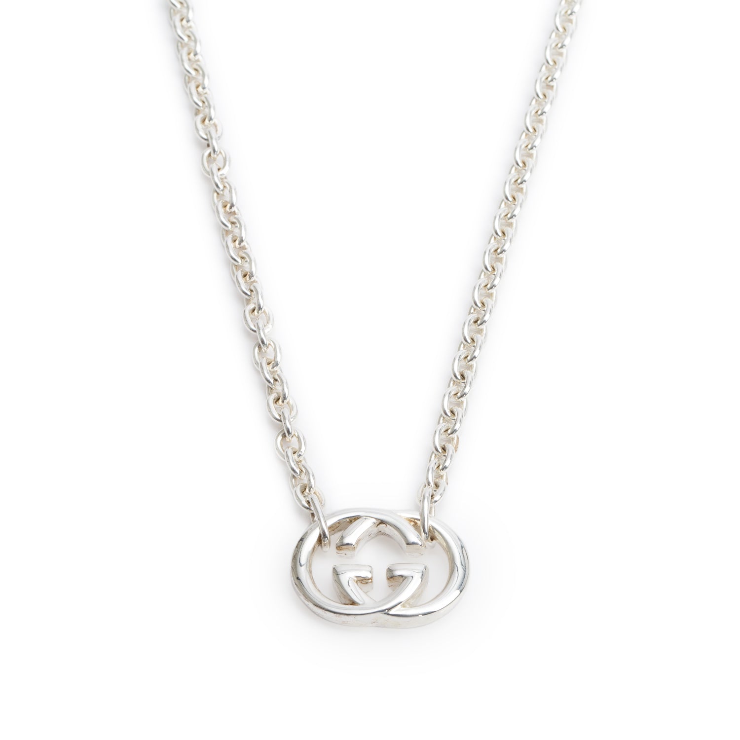 Gucci Sterling Silver Interlocking G Pendant Necklace
