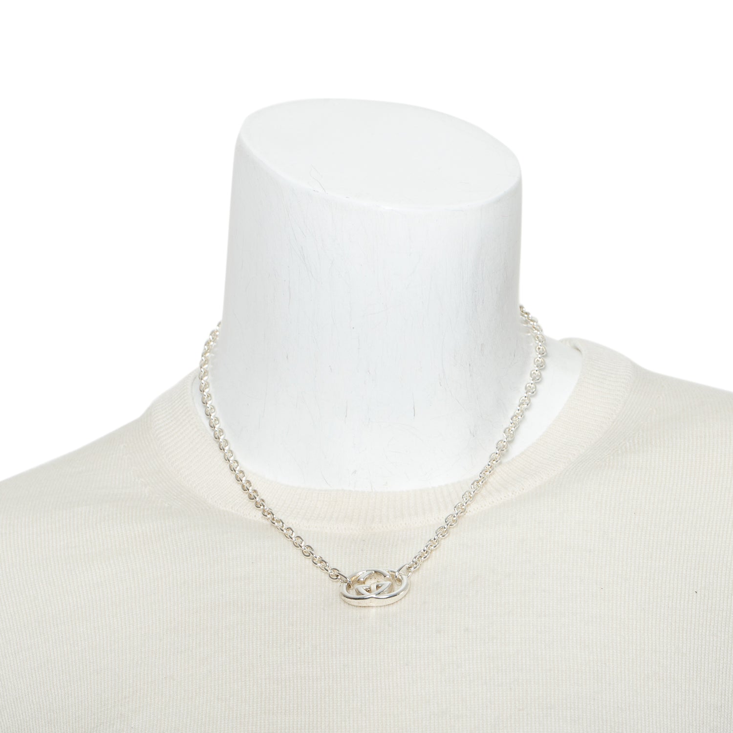 Gucci Sterling Silver Interlocking G Pendant Necklace