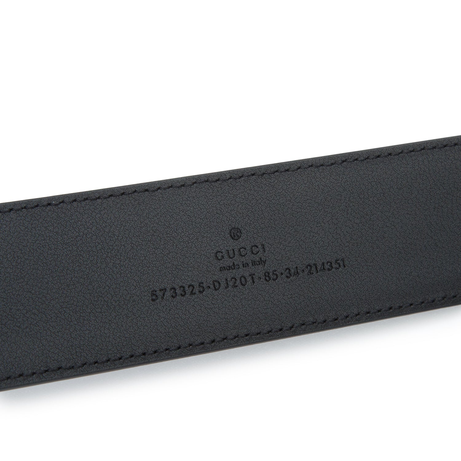 Gucci Black Textured Dollar Calfskin 40mm Belt, 85 34