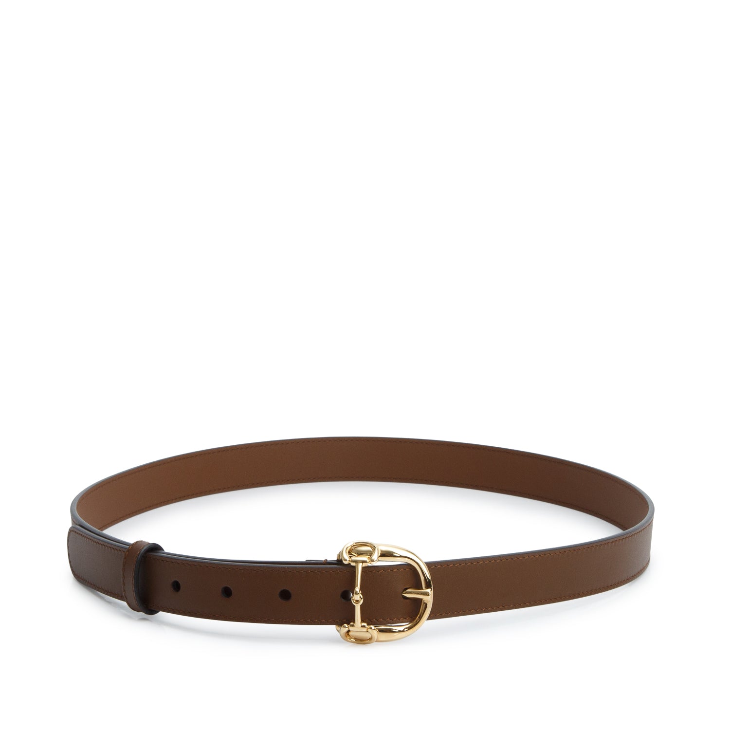 Gucci Brown Calfskin Horsebit Buckle 25mm Belt 90 36