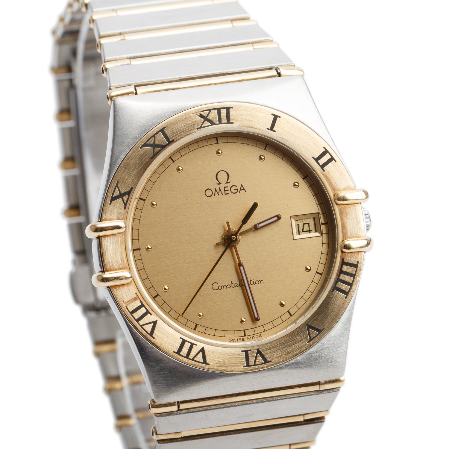 Omega Stainless Steel & 18k Yellow Gold Constellation 33 MM Quartz Watch Gold Dial