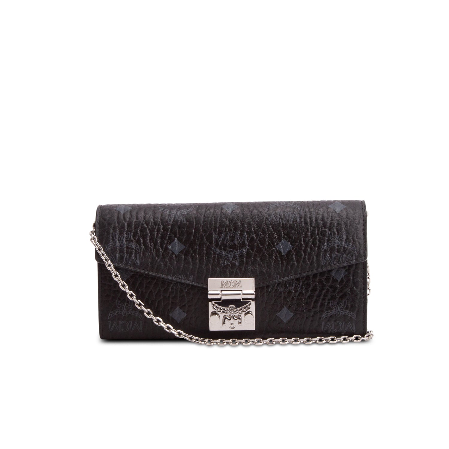 MCM Black Visetos Tracy Chain Wallet Bag w/ Box