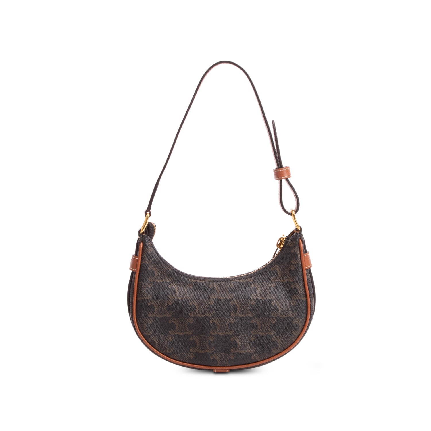 Celine 2022 Brown Canvas Calfskin Mini Ava Triomphe Shoulder Bag