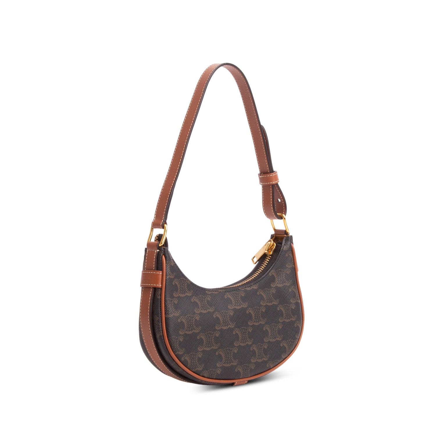 Celine 2022 Brown Canvas Calfskin Mini Ava Triomphe Shoulder Bag