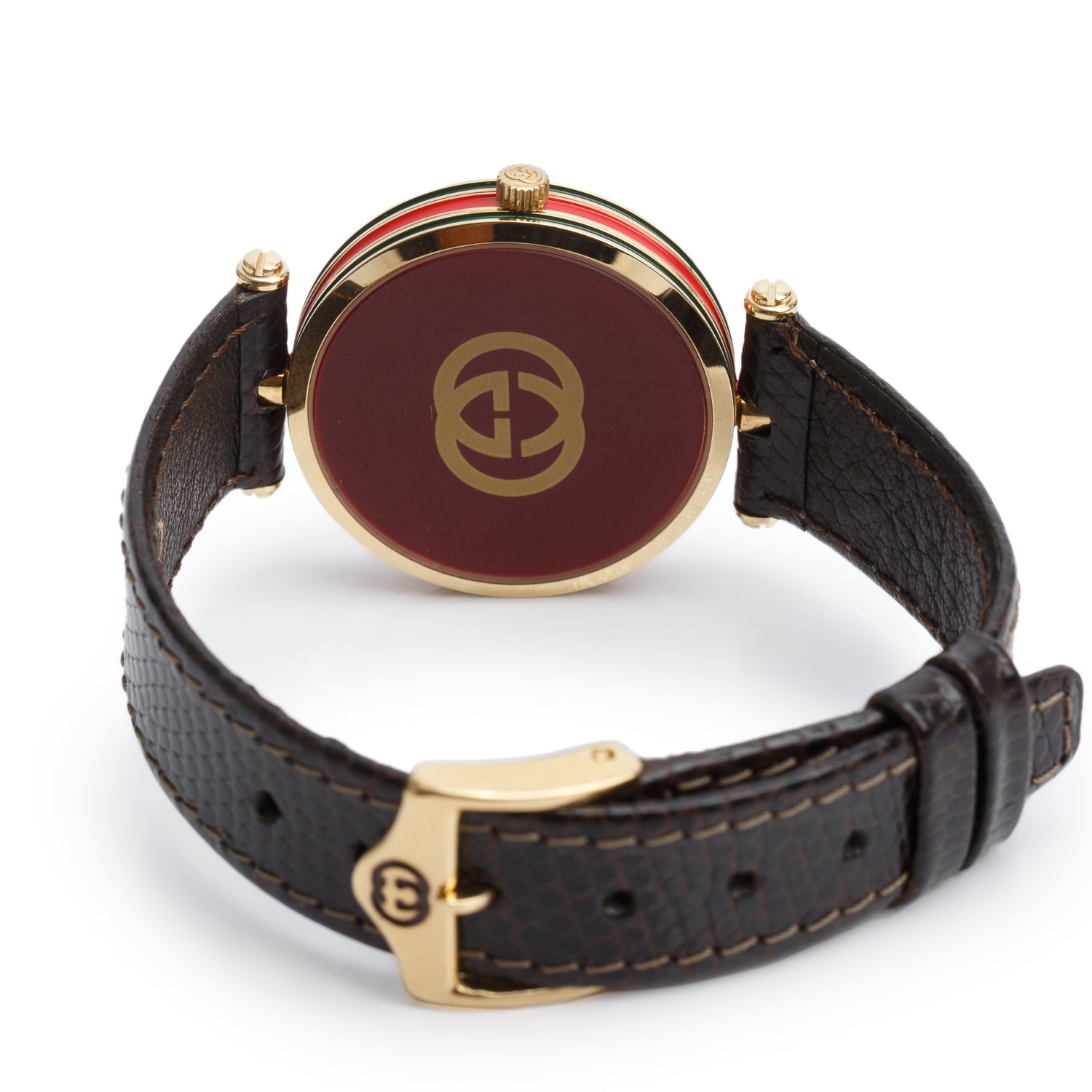 Gucci Vintage Gold Plated Stainless Steel Stack 2000M 30 MM Quartz Watch Gold Dial w/ Box