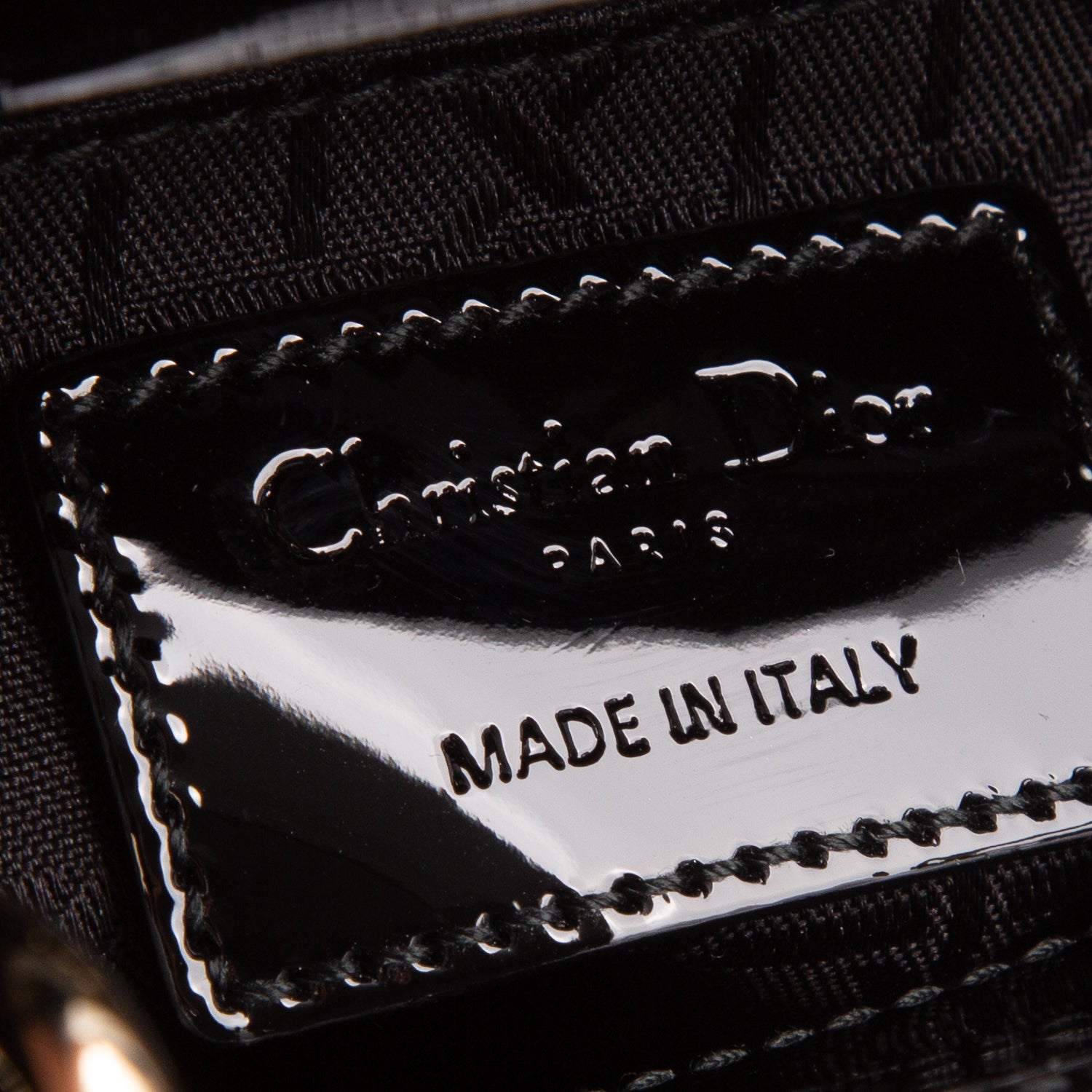 Christian Dior Black Patent Leather Cannage Mini Lady Dior Bag w/ Box, Authenticity Card & Strap