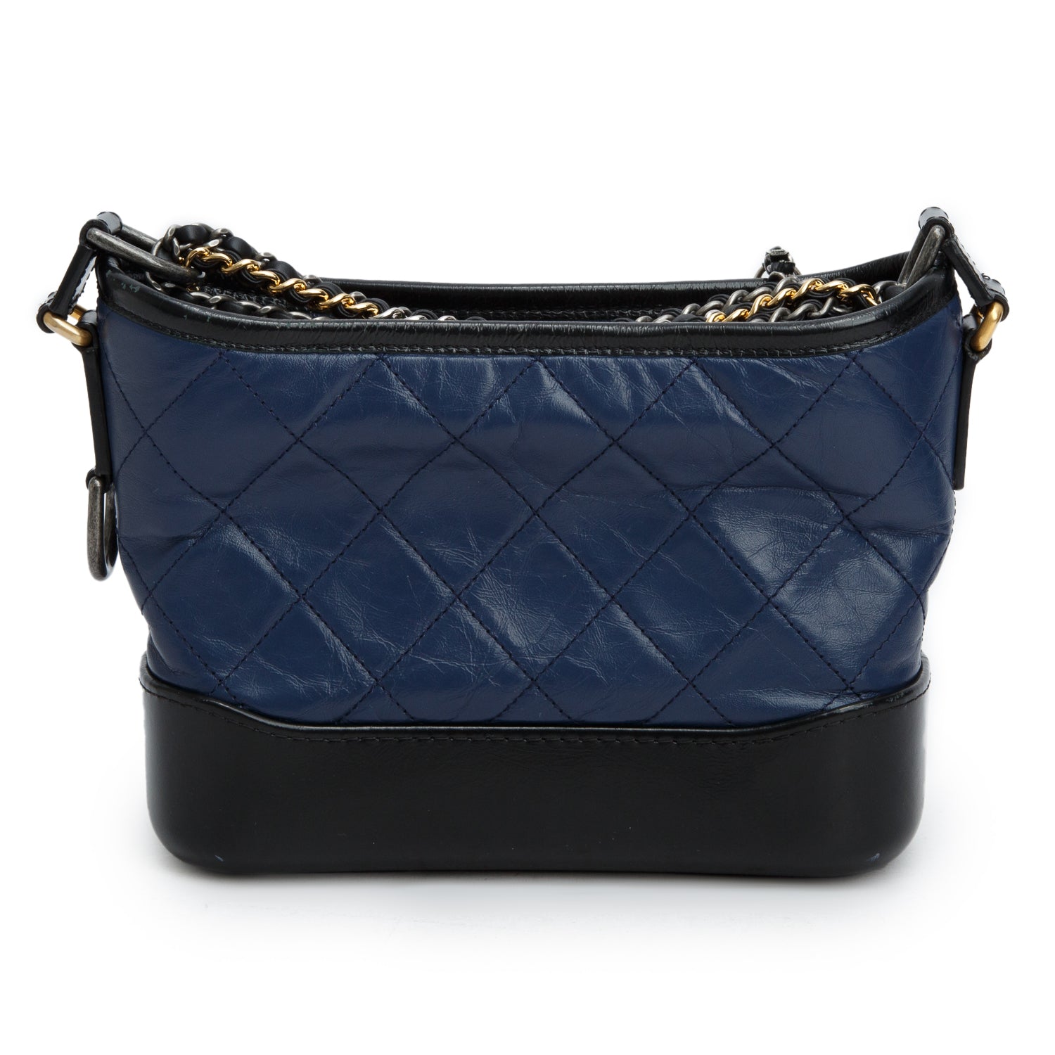 Chanel Blue & Black Aged Lambskin Small Gabrielle Hobo w/ Box & Authenticity Card