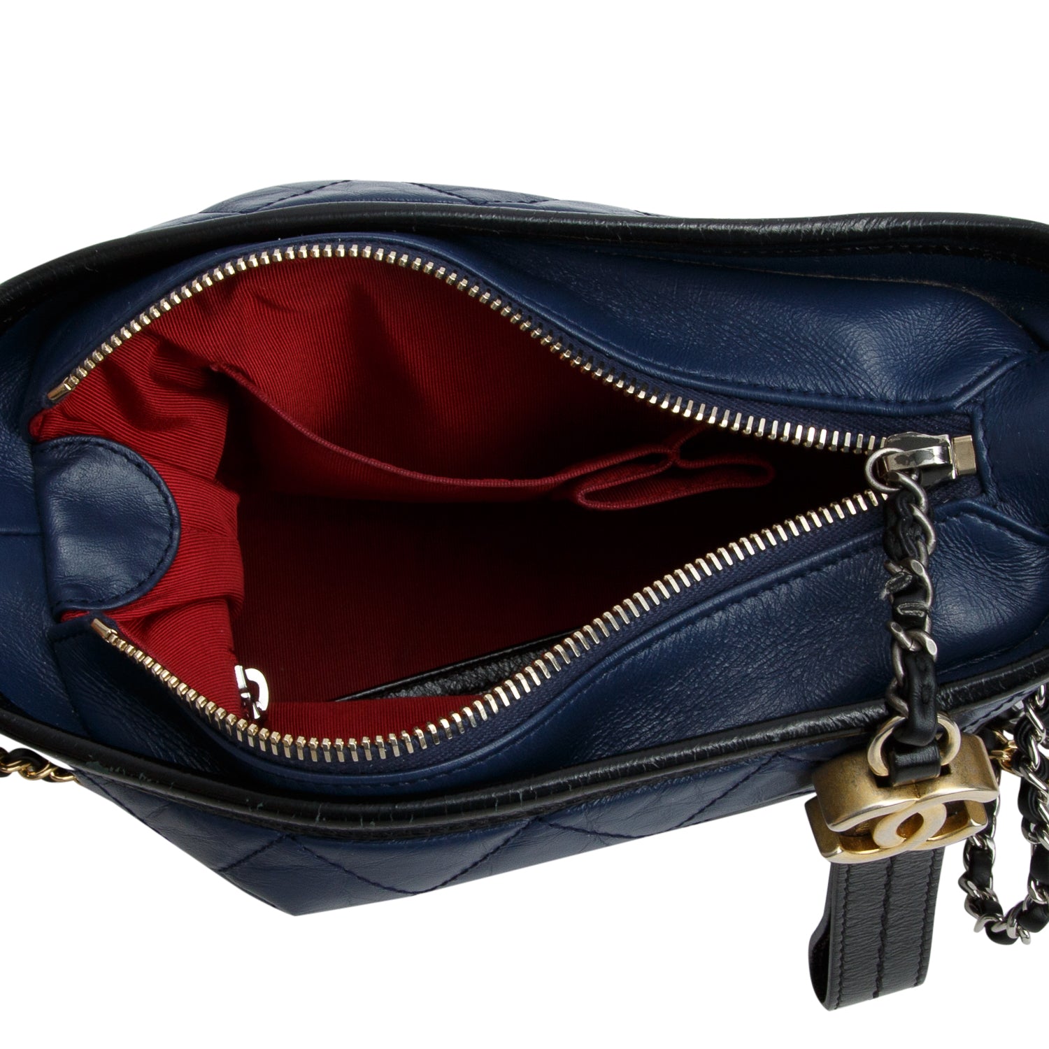 Chanel Blue & Black Aged Lambskin Small Gabrielle Hobo w/ Box & Authenticity Card