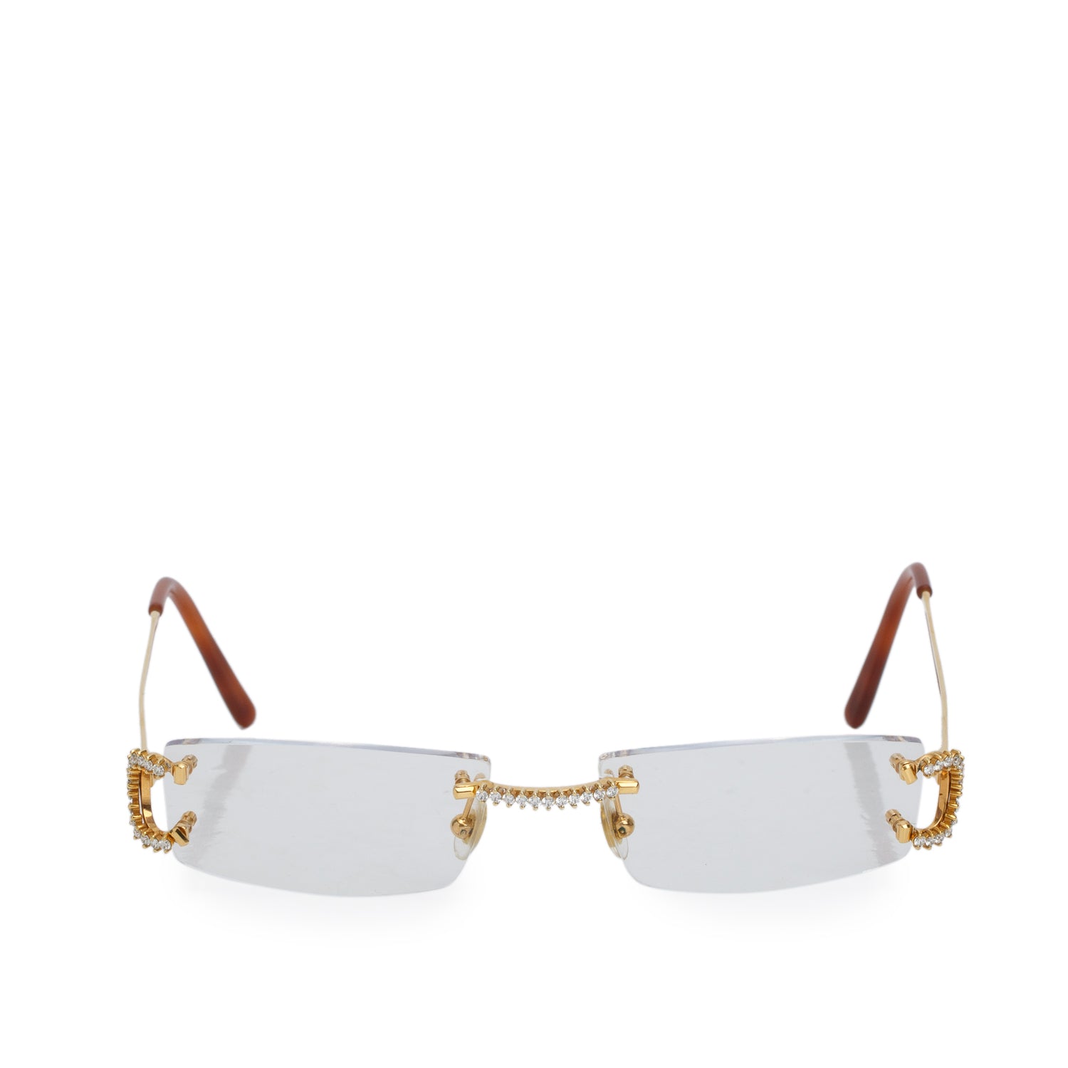 Cartier CT000920 Diamond Piccadilly Rimless Diamond Cut Sunglasses w/ Box & Case