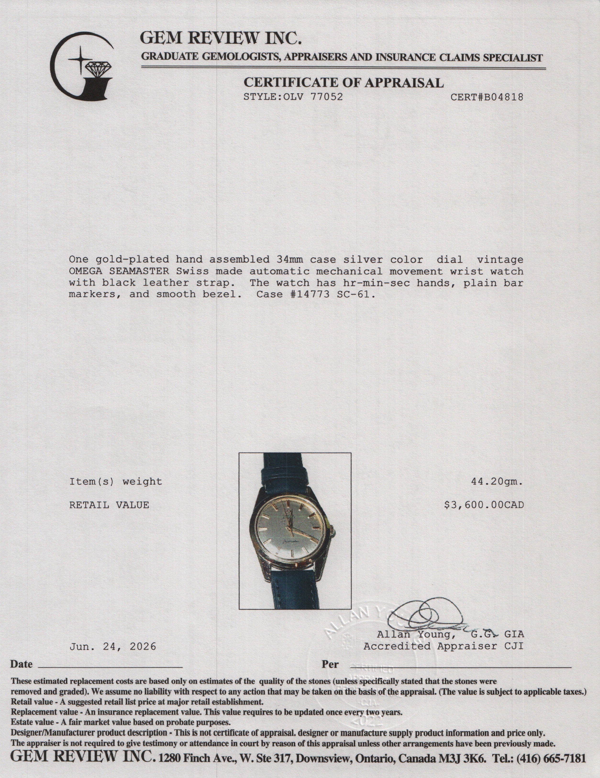 Omega Vintage Gold-Plated Stainless Steel Seamaster 34 MM Automatic Watch