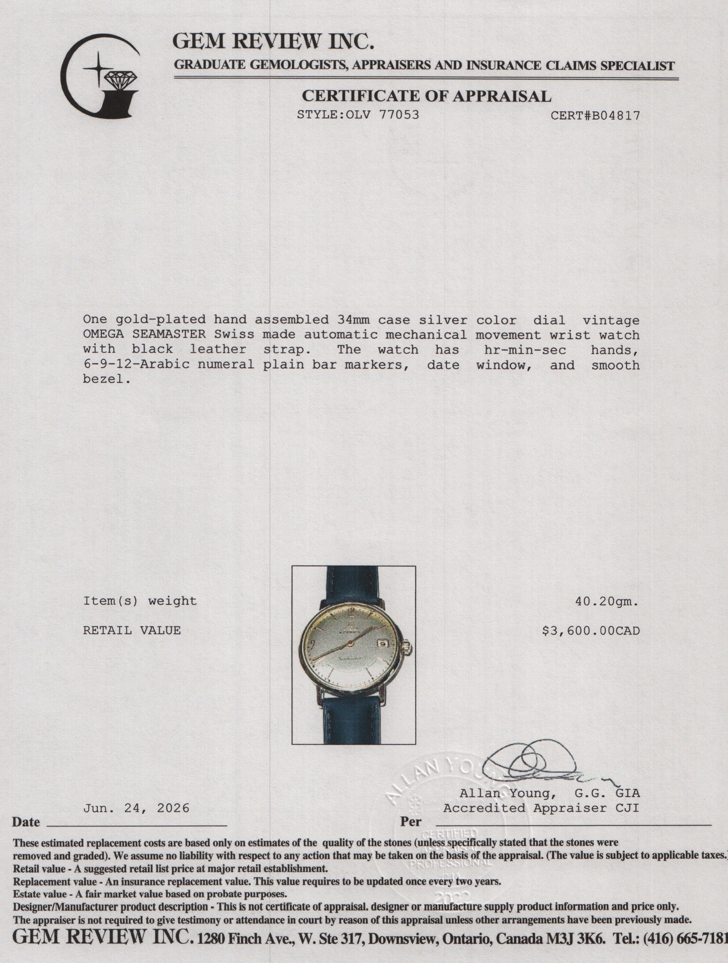 Omega Vintage Gold-Plated Stainless Steel Seamaster 34 MM Automatic Watch